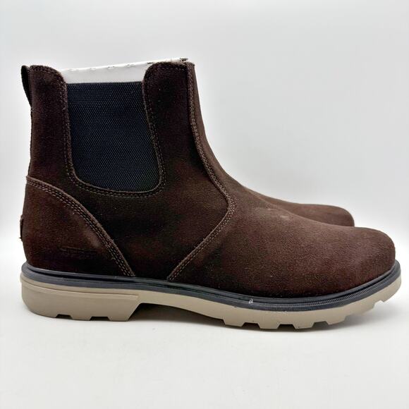 Sorel Men Carson Chelsea Ankle Boot US 13 EU 46 Brown Khaki Suede Waterproof NIB - Picture 2 of 12